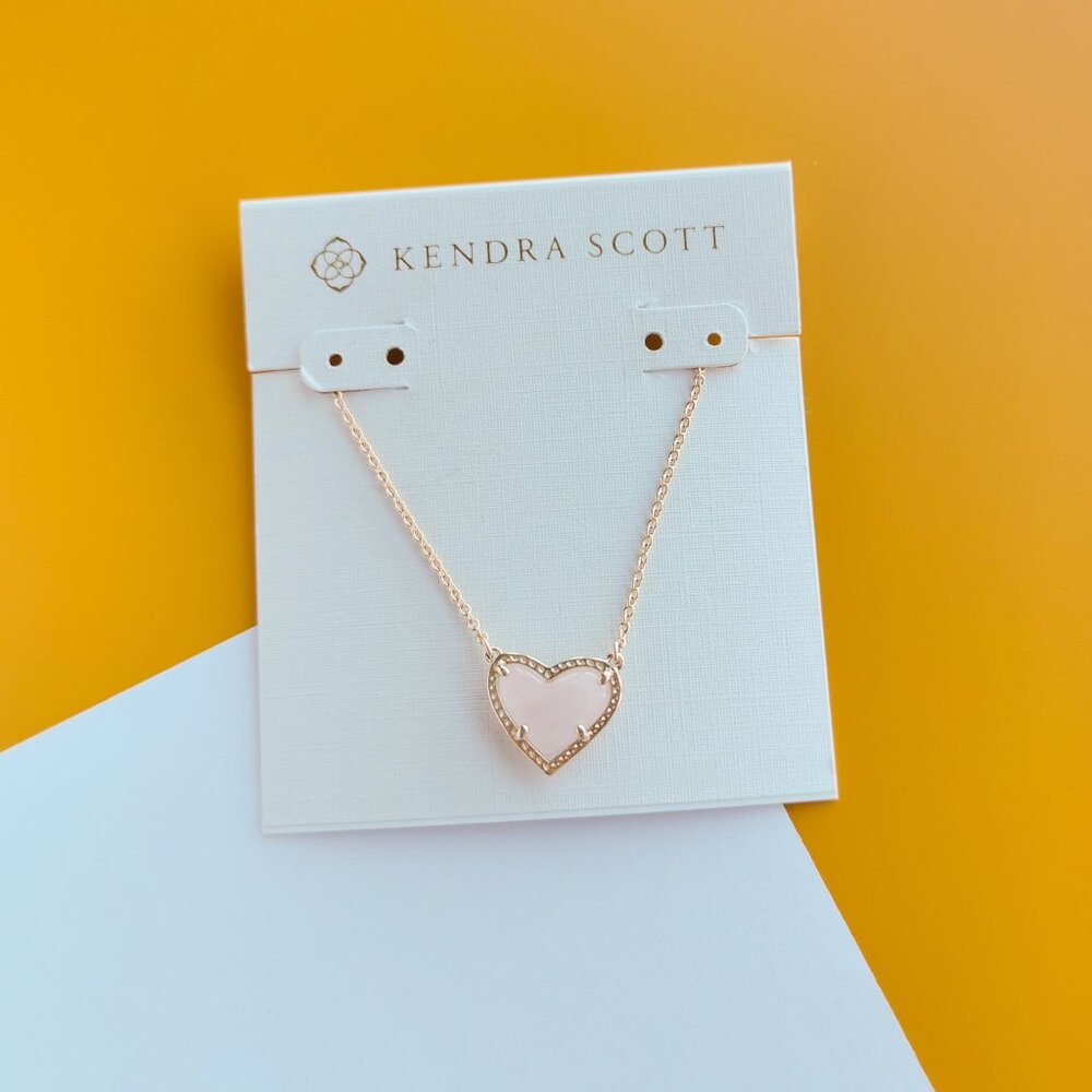 Ari Heart Gold Rose Quartz Necklace by Kendra Scott